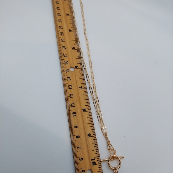 Beautiful Rosetone Paperclip Necklace w/Initial Pendant, Toggle front, VGC. - Picture 5 of 11